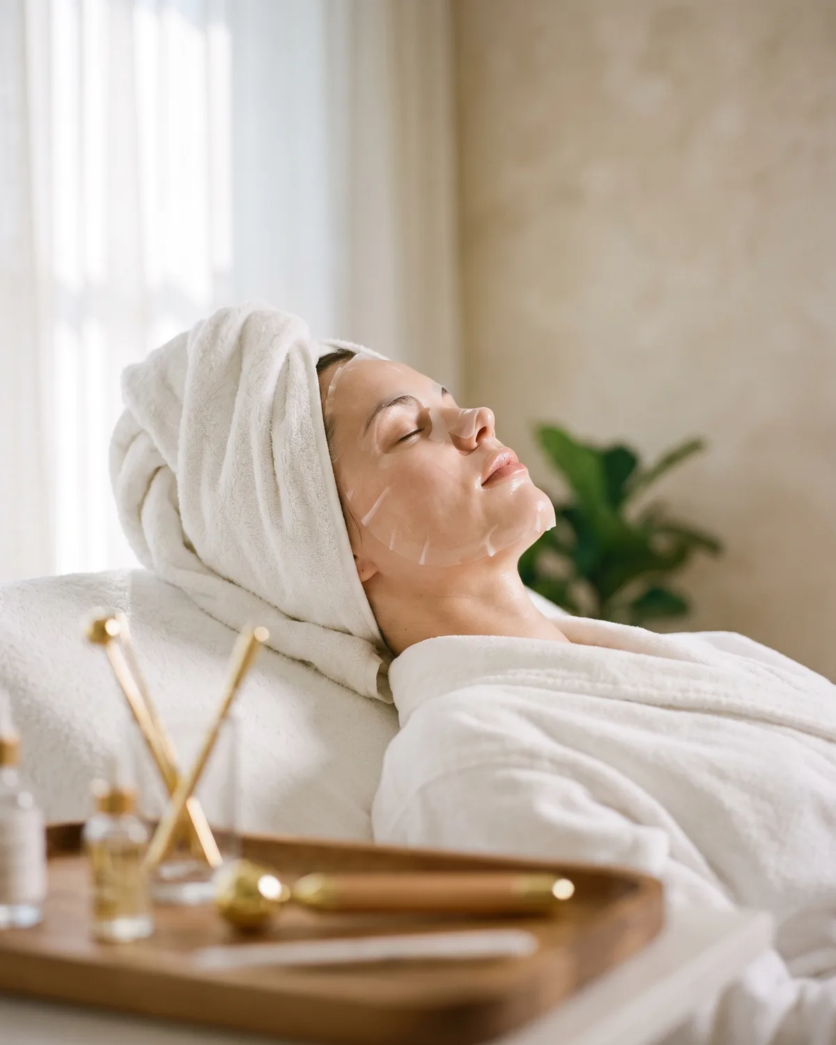 A client relaxing during a luxury facial treatment at Skin 360 Face Body Scalp